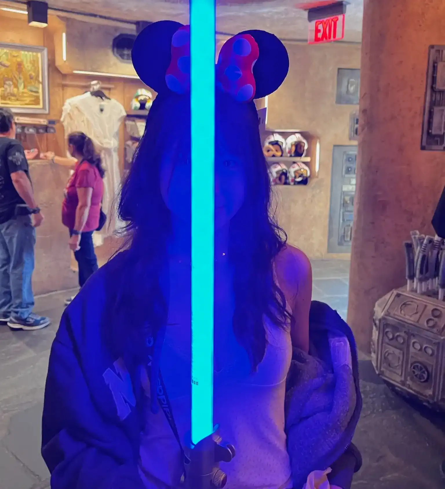 Holding lightsaber